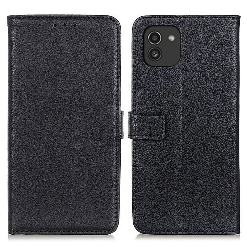 Flip Cover Samsung Galaxy A03 Premium Litchi Imiteret Læder