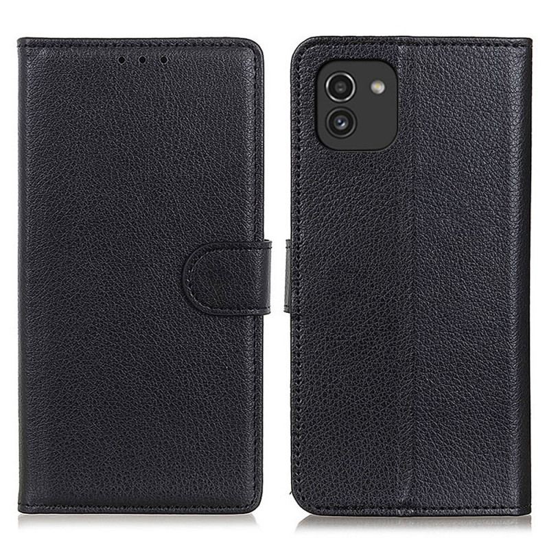 Flip Cover Samsung Galaxy A03 Traditionelt Litchi Læder