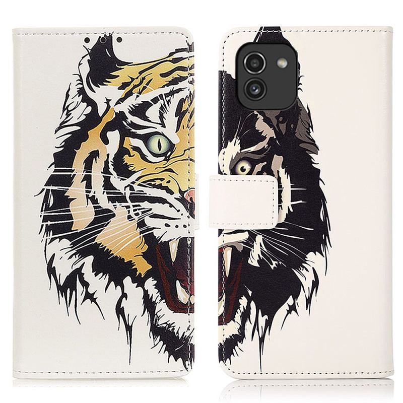 Læder Cover Samsung Galaxy A03 Hård Tiger