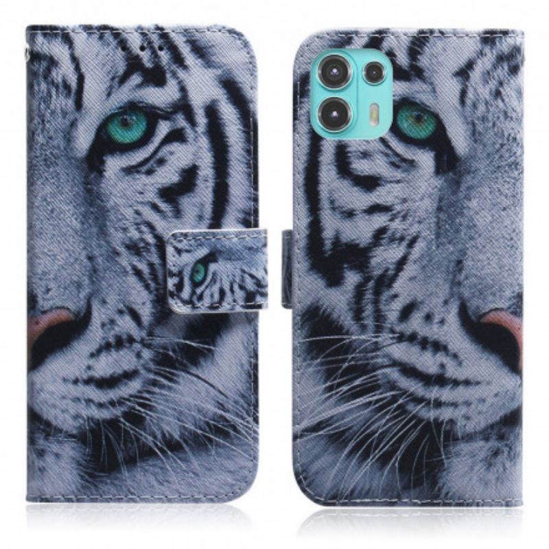 Flip Cover Motorola Edge 20 Lite Tiger Ansigt