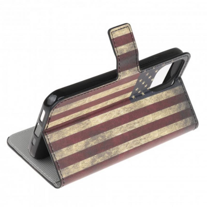 Læder Cover Motorola Edge 20 Lite Amerikansk Flag