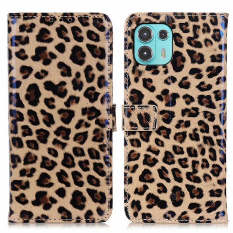 Læder Cover Motorola Edge 20 Lite Leopard