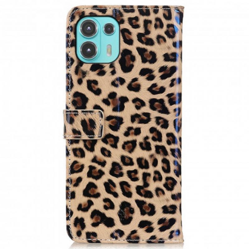 Læder Cover Motorola Edge 20 Lite Leopard