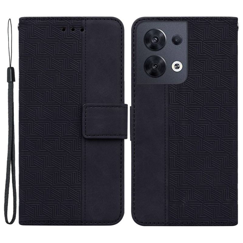 Flip Cover Oppo Reno 8 Med Snor Strappy Mønster