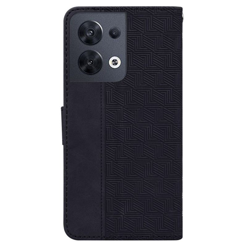 Flip Cover Oppo Reno 8 Med Snor Strappy Mønster