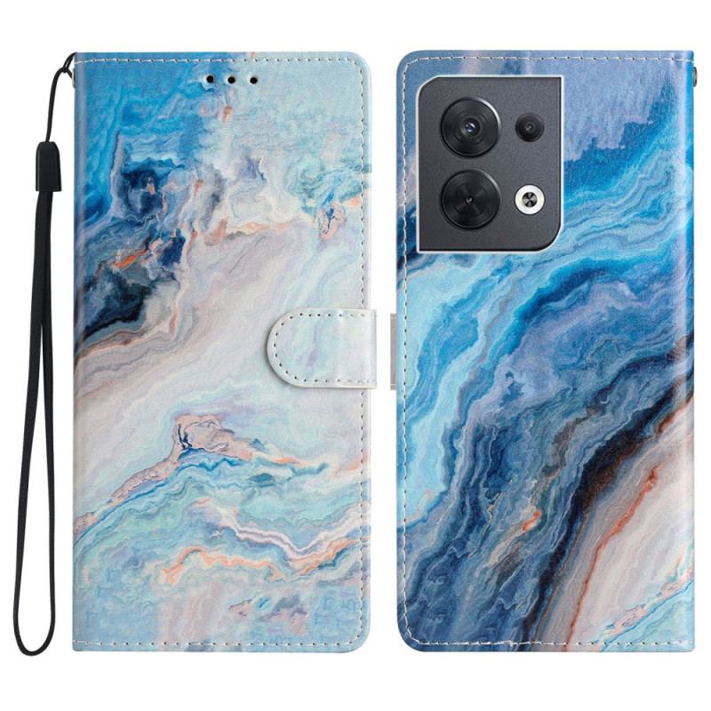 Flip Cover Oppo Reno 8 Med Snor Strip Marmor