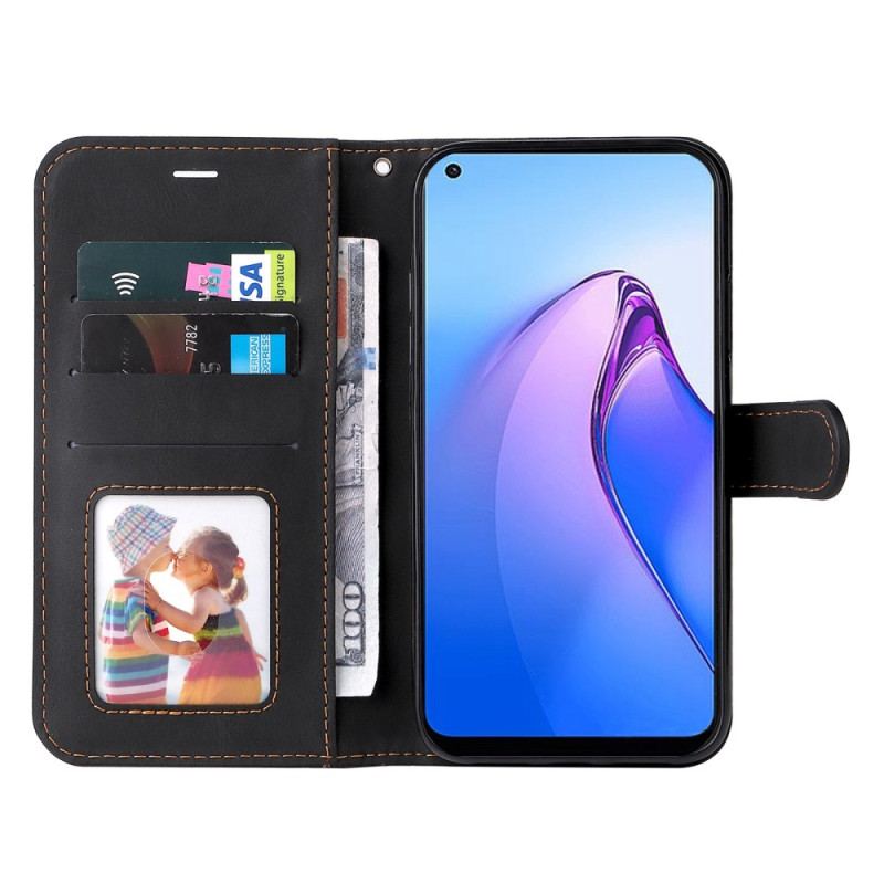 Flip Cover Oppo Reno 8 Med Snor Trefarvet Rem