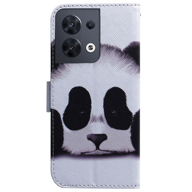 Flip Cover Oppo Reno 8 Panda Med Snor