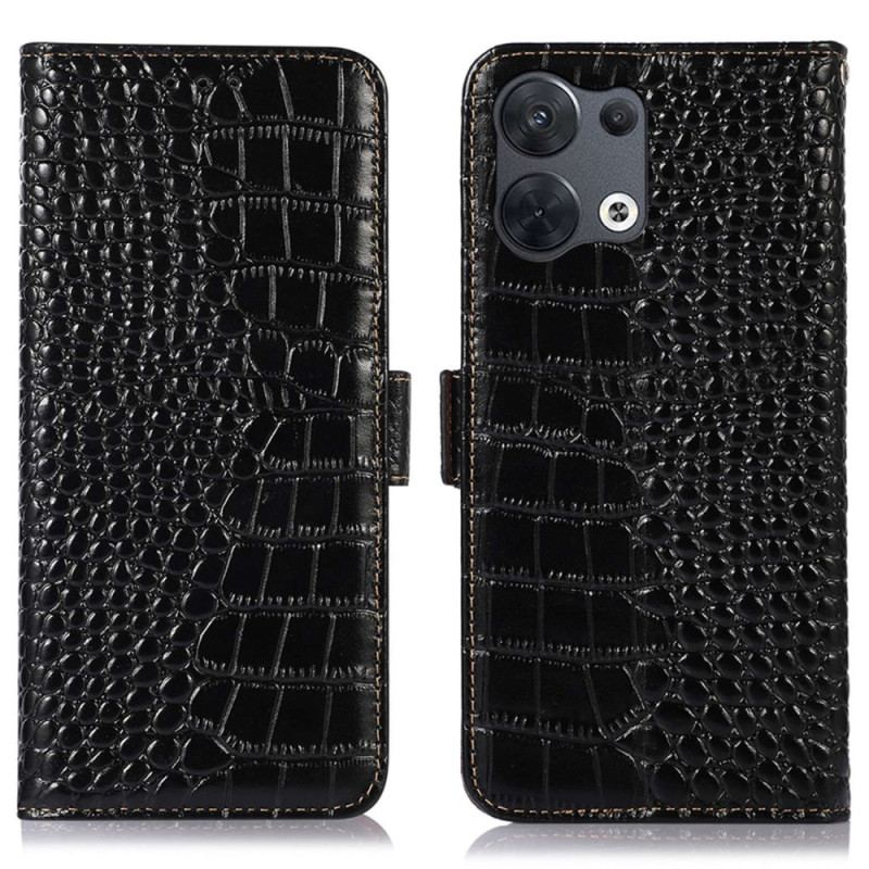 Læder Cover Oppo Reno 8 Crocodile Style Rfid