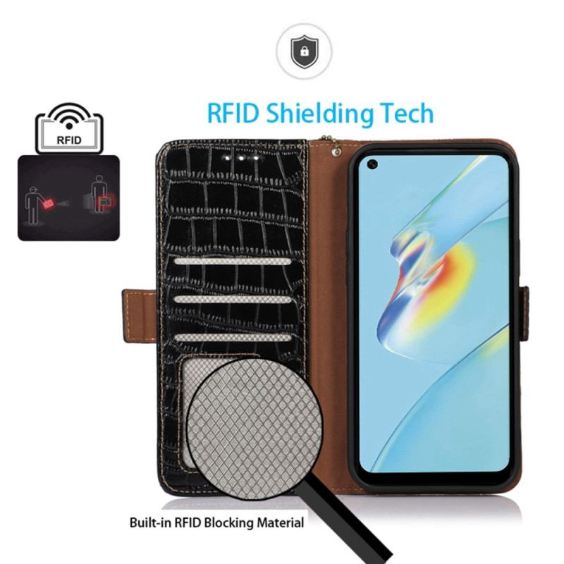 Læder Cover Oppo Reno 8 Crocodile Style Rfid