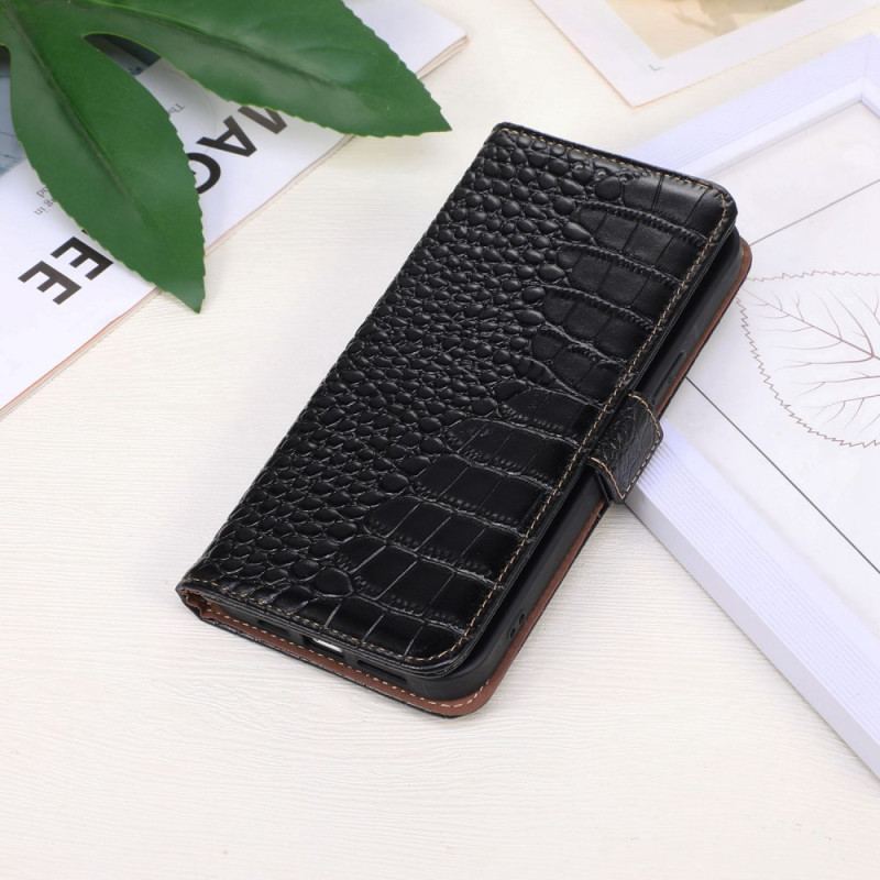 Læder Cover Oppo Reno 8 Crocodile Style Rfid