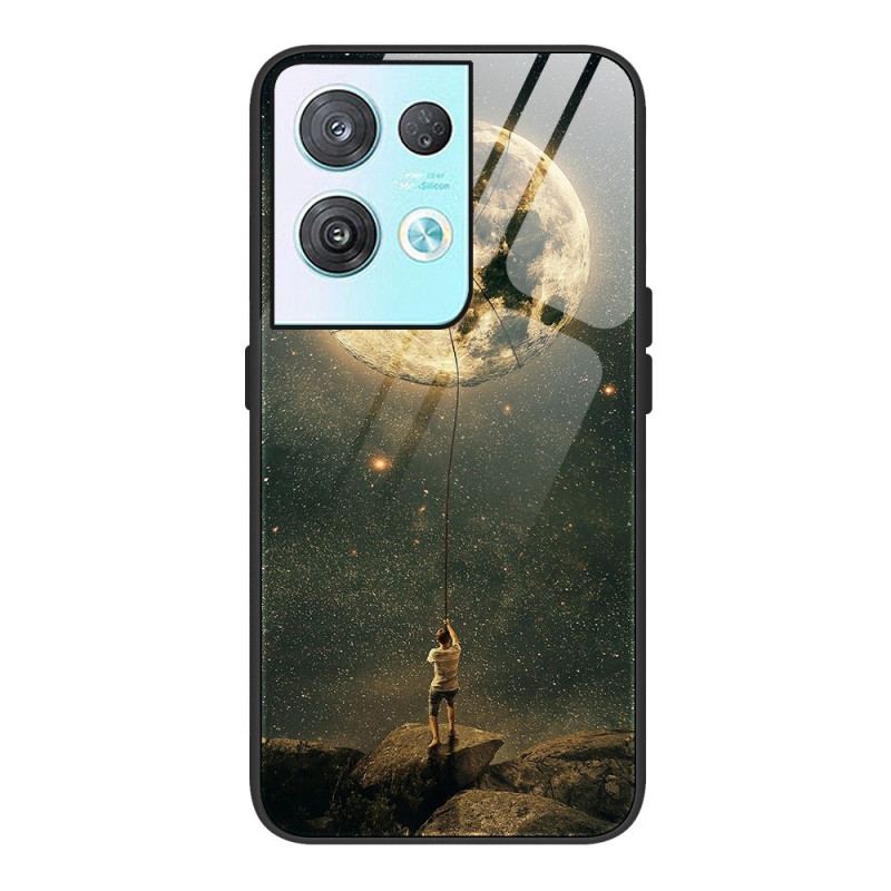 Mobilcover Oppo Reno 8 Moon Man Hærdet Glas