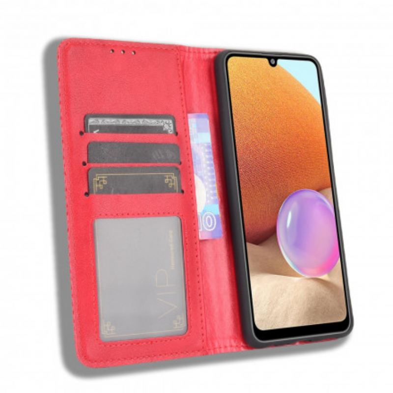 Cover Samsung Galaxy A32 Flip Cover Stiliseret Vintage Lædereffekt