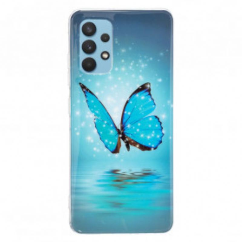 Cover Samsung Galaxy A32 Fluorescerende Blå Sommerfugl