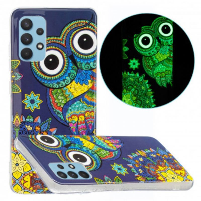 Cover Samsung Galaxy A32 Fluorescerende Ugle Mandala