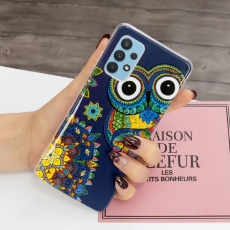 Cover Samsung Galaxy A32 Fluorescerende Ugle Mandala