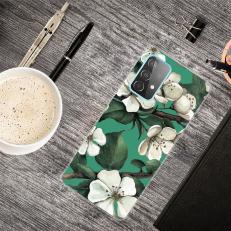 Cover Samsung Galaxy A32 Malede Hvide Blomster