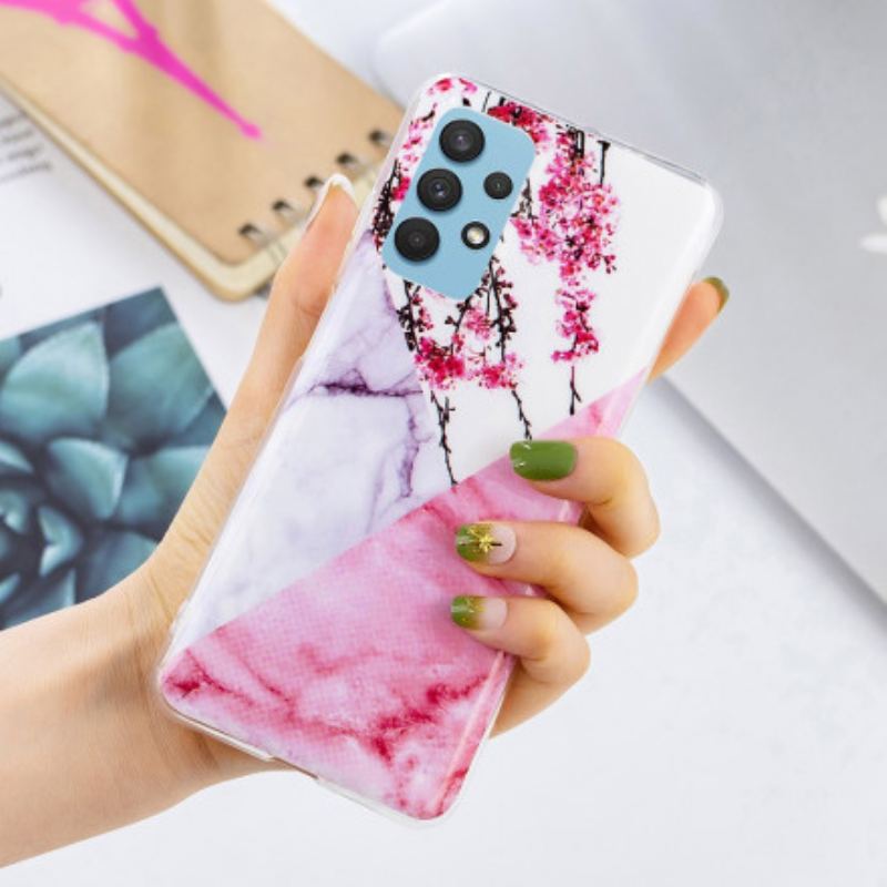 Cover Samsung Galaxy A32 Marmoreret Blommeblomst