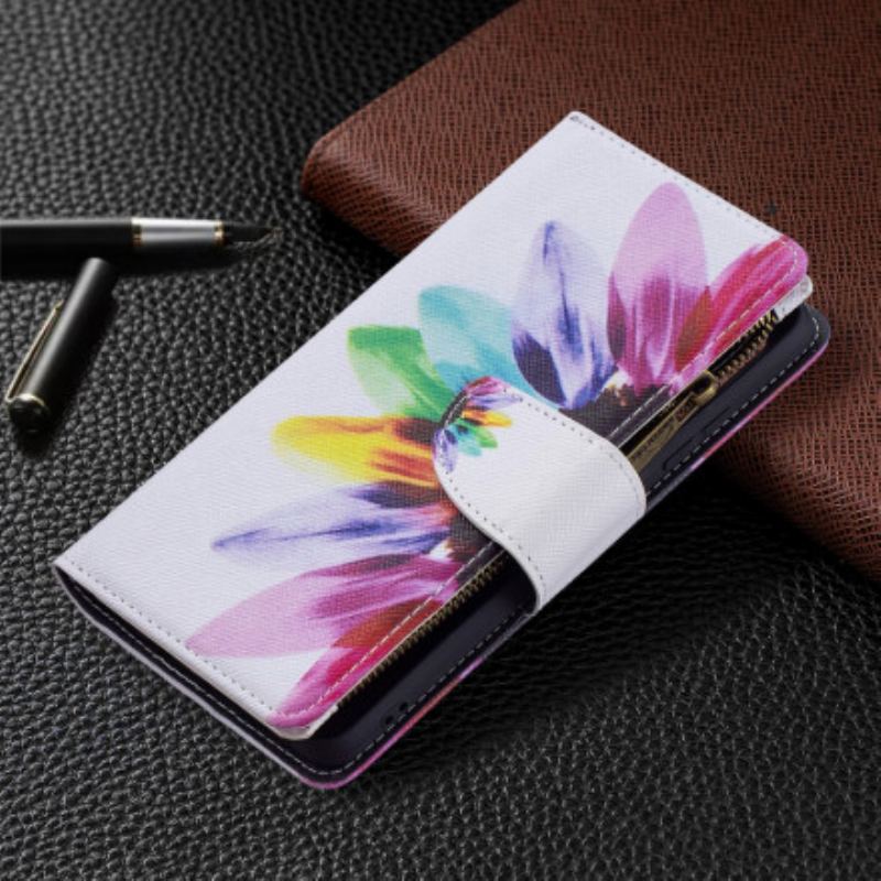 Flip Cover Samsung Galaxy A32 Blomsterlomme Med Lynlås