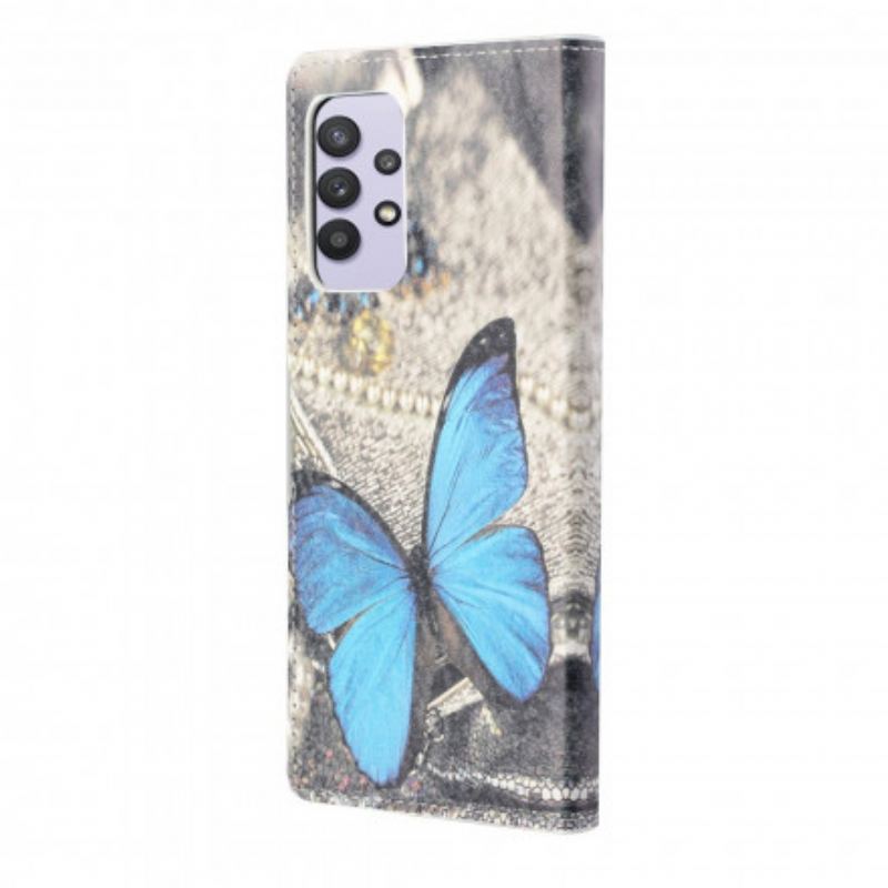 Flip Cover Samsung Galaxy A32 Butterfly Prestige Blå