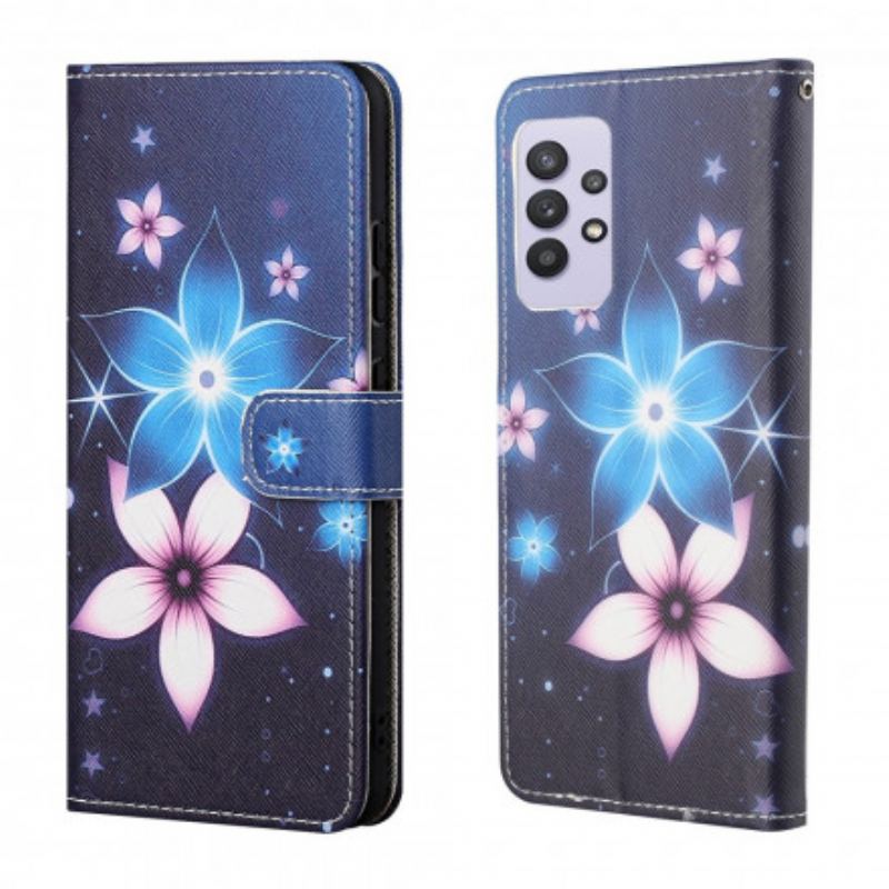 Flip Cover Samsung Galaxy A32 Med Snor Lunar Strap Blomster