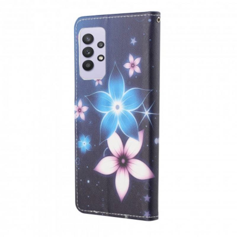 Flip Cover Samsung Galaxy A32 Med Snor Lunar Strap Blomster