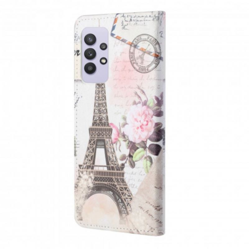 Flip Cover Samsung Galaxy A32 Retro Eiffeltårnet