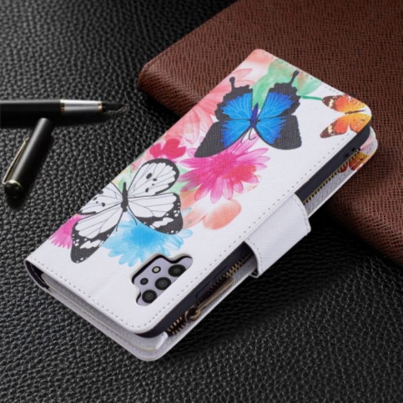 Flip Cover Samsung Galaxy A32 Sommerfugle Lynlåslomme