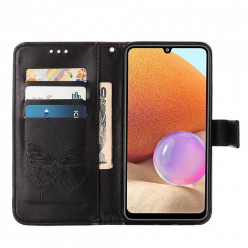 Flip Cover Samsung Galaxy A32 Sommerfugledesign Med Snor