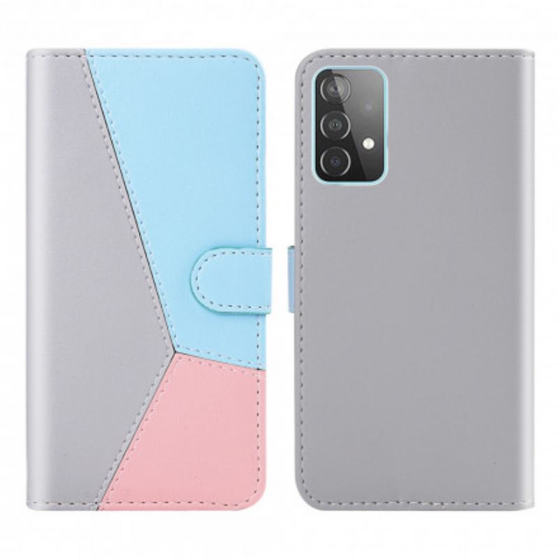 Flip Cover Samsung Galaxy A32 Trefarvet Lædereffekt