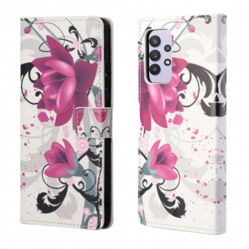 Flip Cover Samsung Galaxy A32 Tropiske Blomster