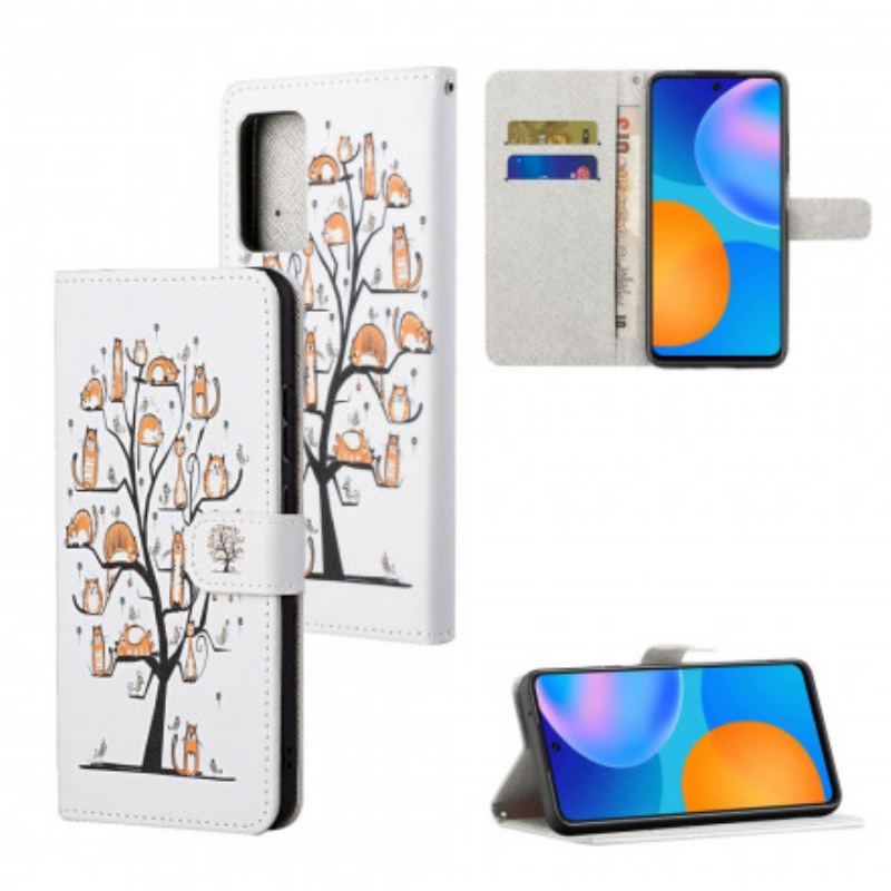 Læder Cover Samsung Galaxy A32 Med Snor Funky Cats Med Rem