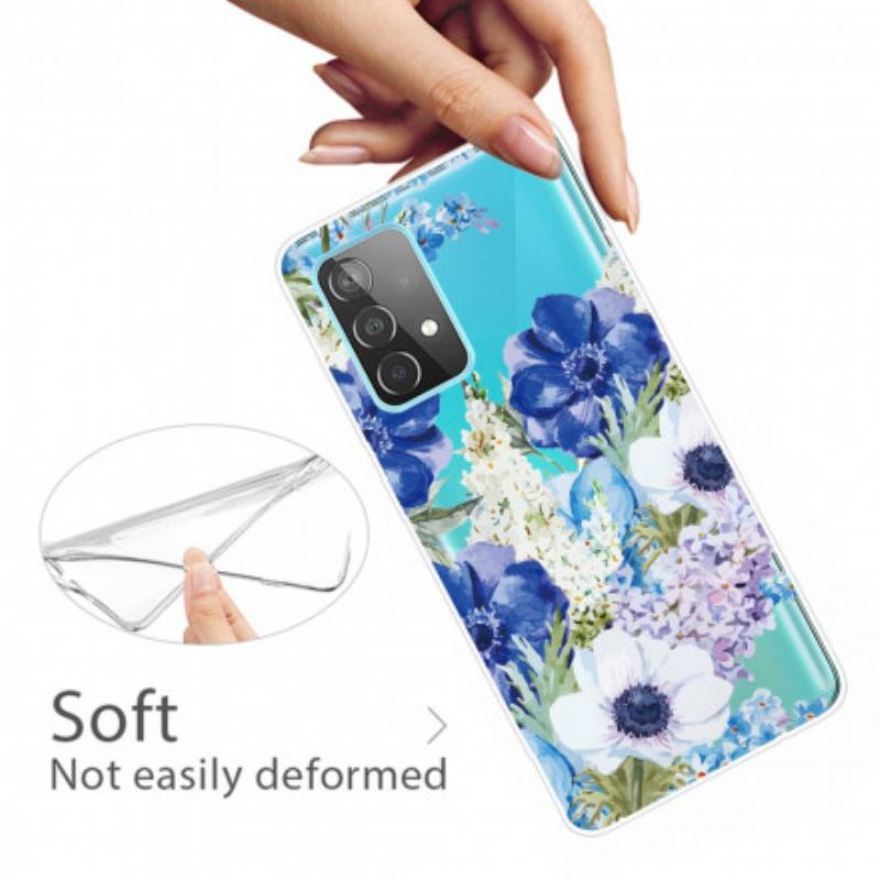 Mobilcover Samsung Galaxy A32 Akvarel Blå Blomster