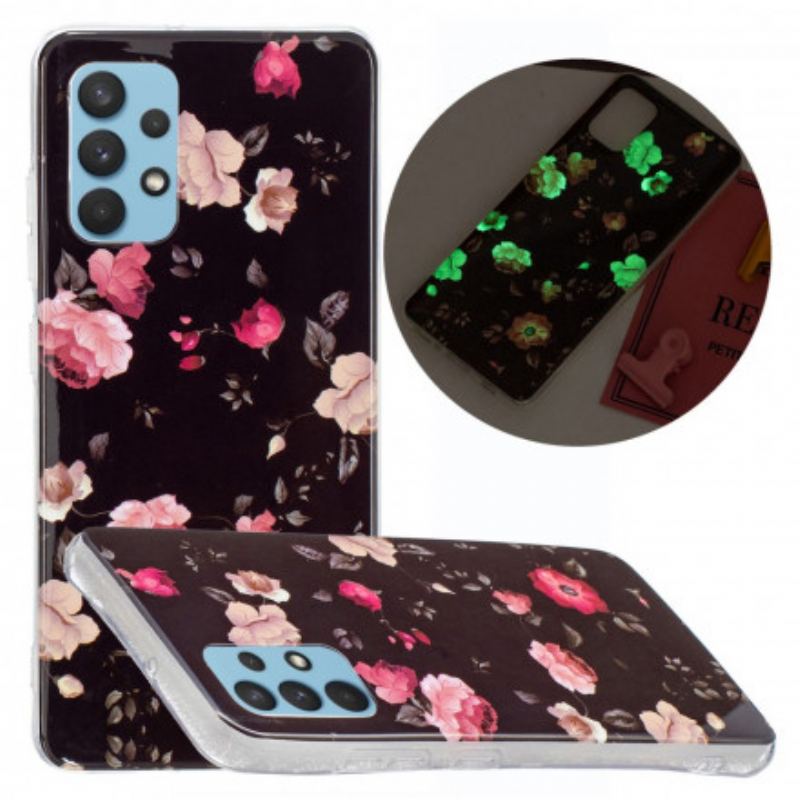 Mobilcover Samsung Galaxy A32 Fluorescerende Blomsterserie