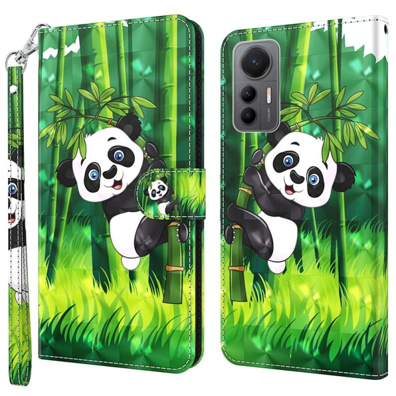 Flip Cover Xiaomi 12 Lite Med Snor Bambus Panda Med Snor