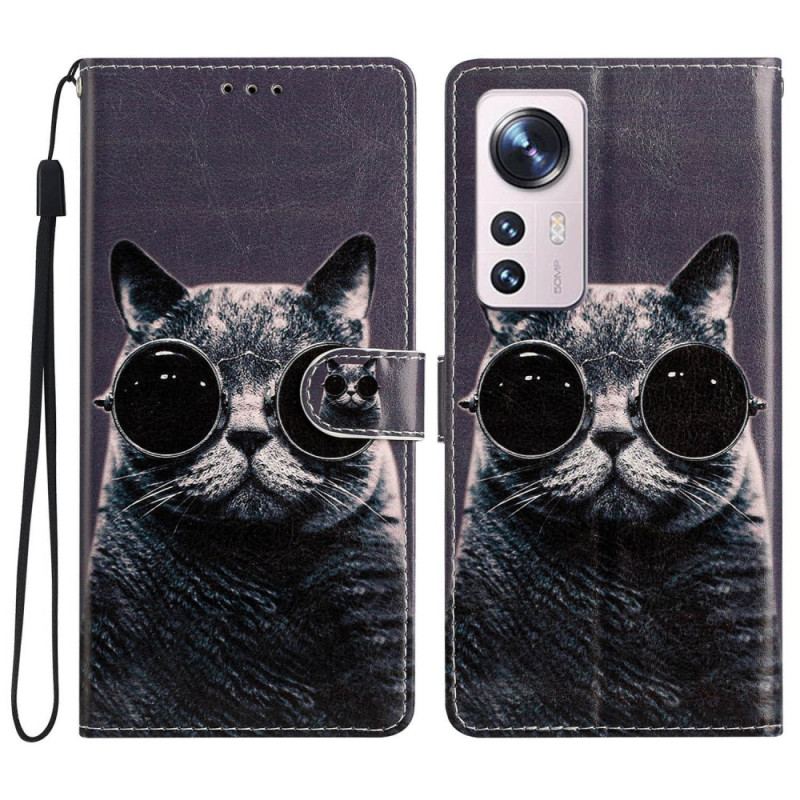 Flip Cover Xiaomi 12 Lite Med Snor Cat Strappy Briller