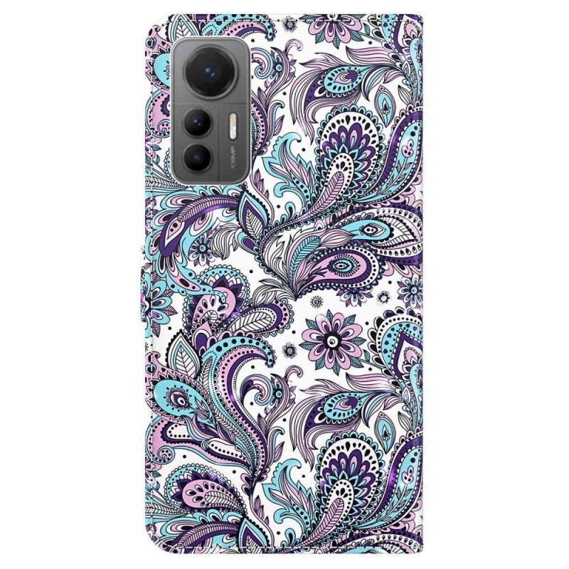 Flip Cover Xiaomi 12 Lite Med Snor Strappy Paisley Mønster