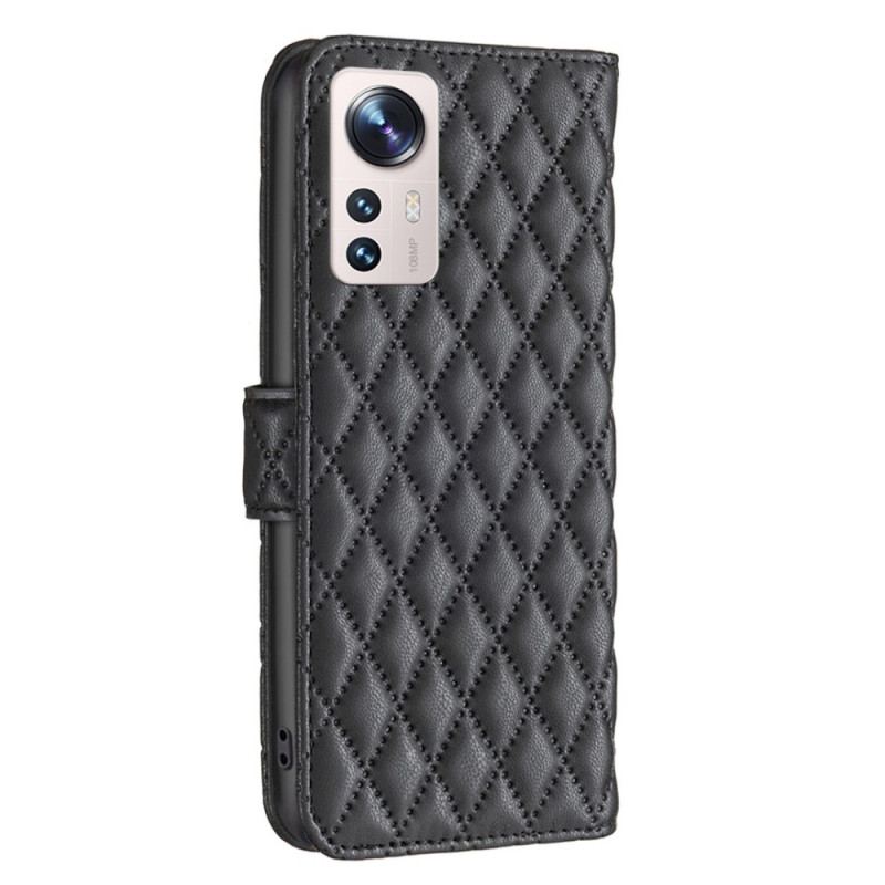 Flip Cover Xiaomi 12 Lite Quiltet Stil Binfen Farve