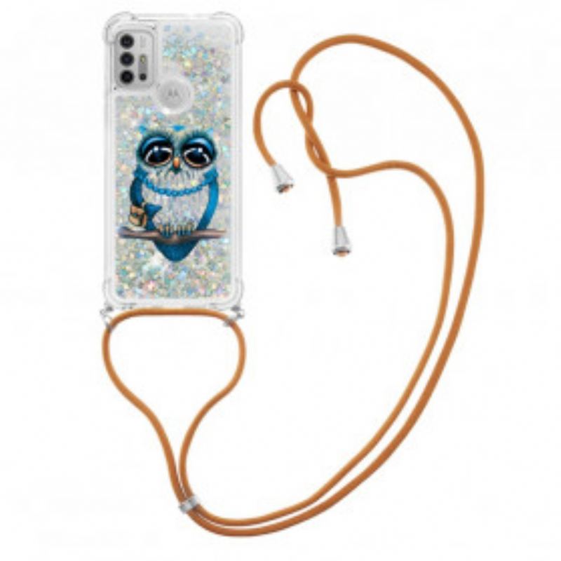 Cover Moto G30 / G10 Med Snor Sequin Snøre Miss Owl