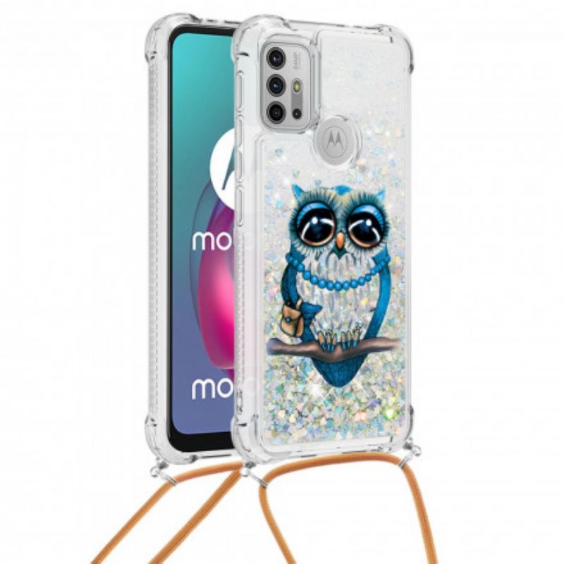 Cover Moto G30 / G10 Med Snor Sequin Snøre Miss Owl