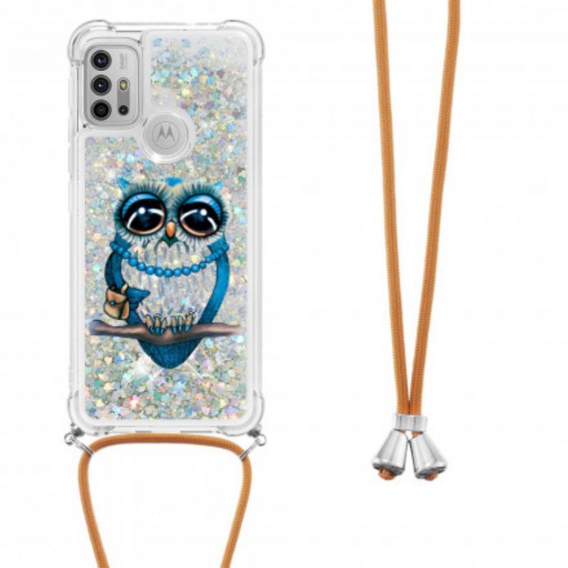 Cover Moto G30 / G10 Med Snor Sequin Snøre Miss Owl