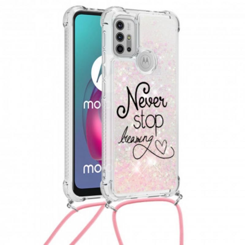 Cover Moto G30 / G10 Med Snor Stop Aldrig Med Glittersnøre