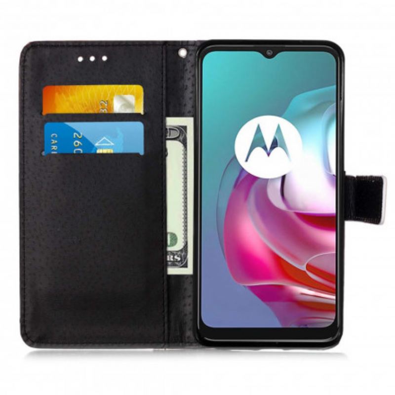 Flip Cover Moto G30 / G10 Gyldne Roser