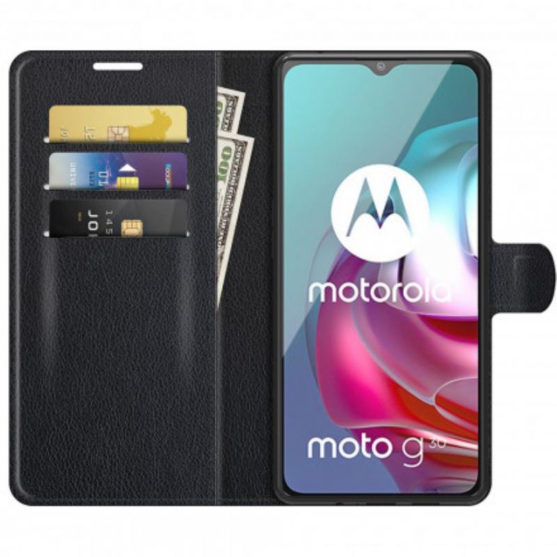 Flip Cover Moto G30 / G10 Klassisk Litchi-effekt