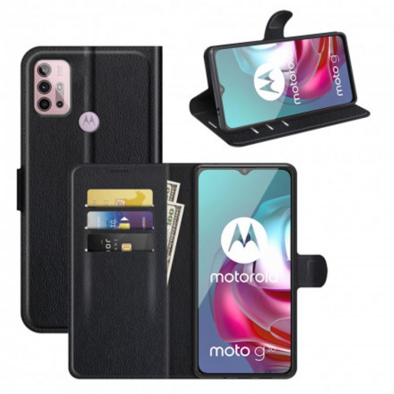 Flip Cover Moto G30 / G10 Klassisk Litchi-effekt