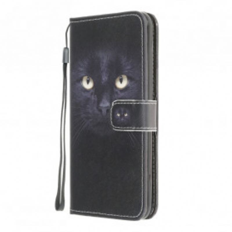 Flip Cover Moto G30 / G10 Med Snor Strappy Black Cat Eyes