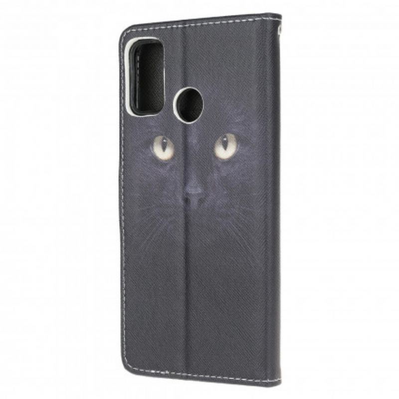 Flip Cover Moto G30 / G10 Med Snor Strappy Black Cat Eyes