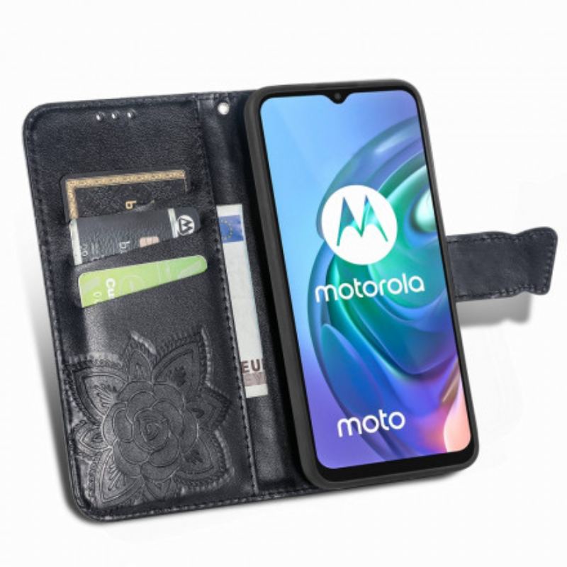 Læder Cover Moto G30 / G10 Halv Sommerfugl