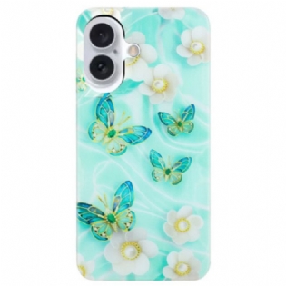 Cover iPhone 16 Blomster Og Sommerfugle