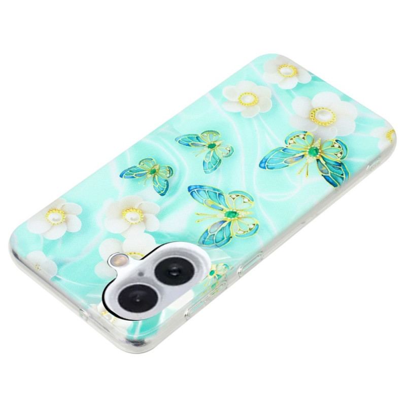 Cover iPhone 16 Blomster Og Sommerfugle